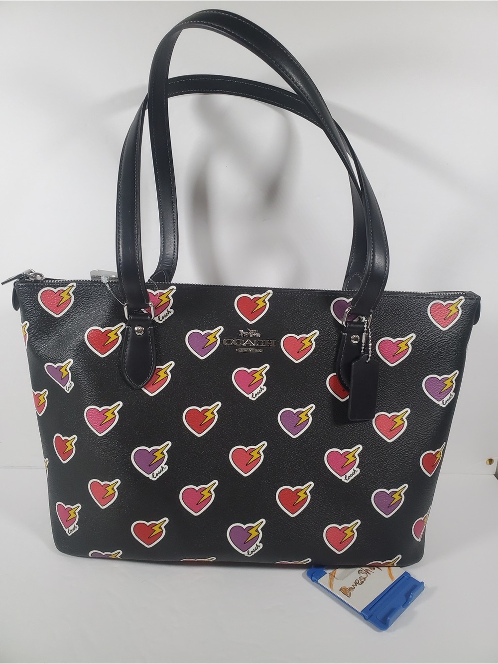 NWT Coach Gallery Tote Bag With Heart Bolt Print